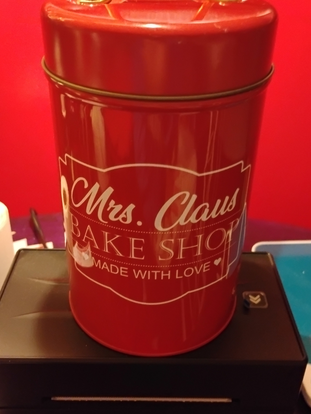 Mrs. Claus Bake Shop Red Holiday Canister - Festive Kitchen Storage